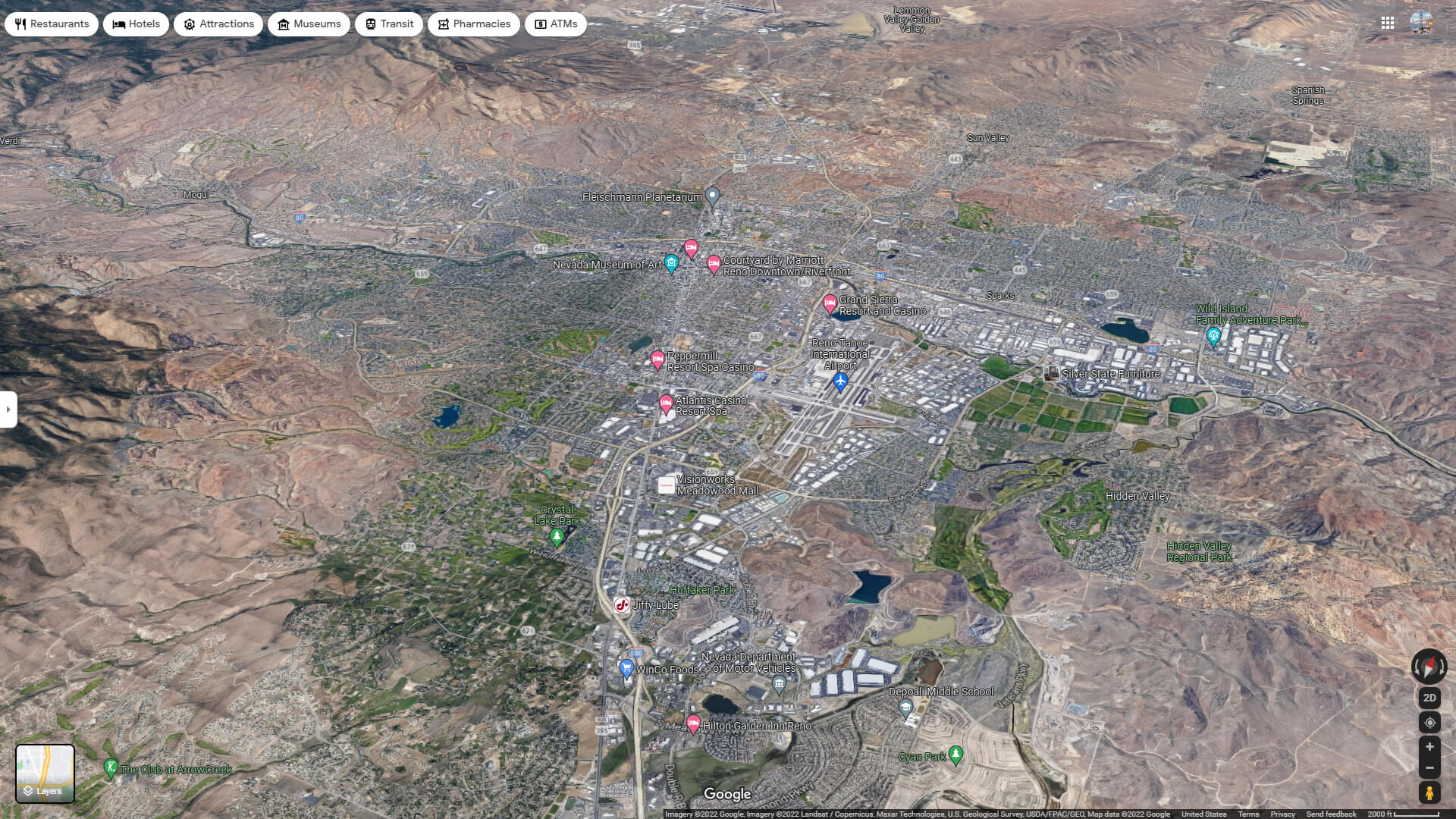Reno Aerial Map Nevada